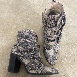 Snakeskin booties
